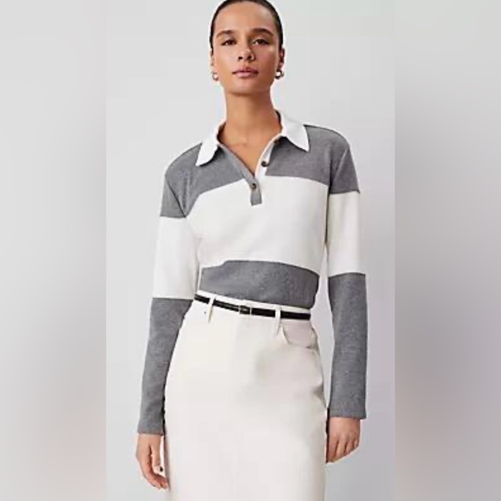 NWT Ann Taylor Weekend Collection Colorblock Polo Top